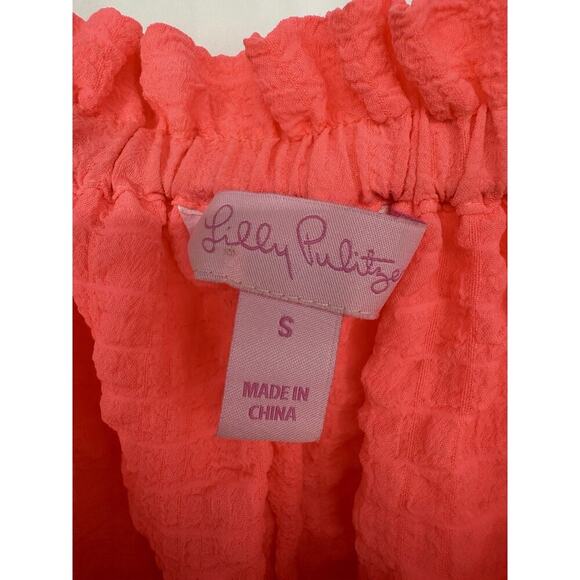 Lily Pulitzer Mays Tank Top Sz S Ruffled Coral Neon Beach Resort Summer Coastal - Picture 3 of 7